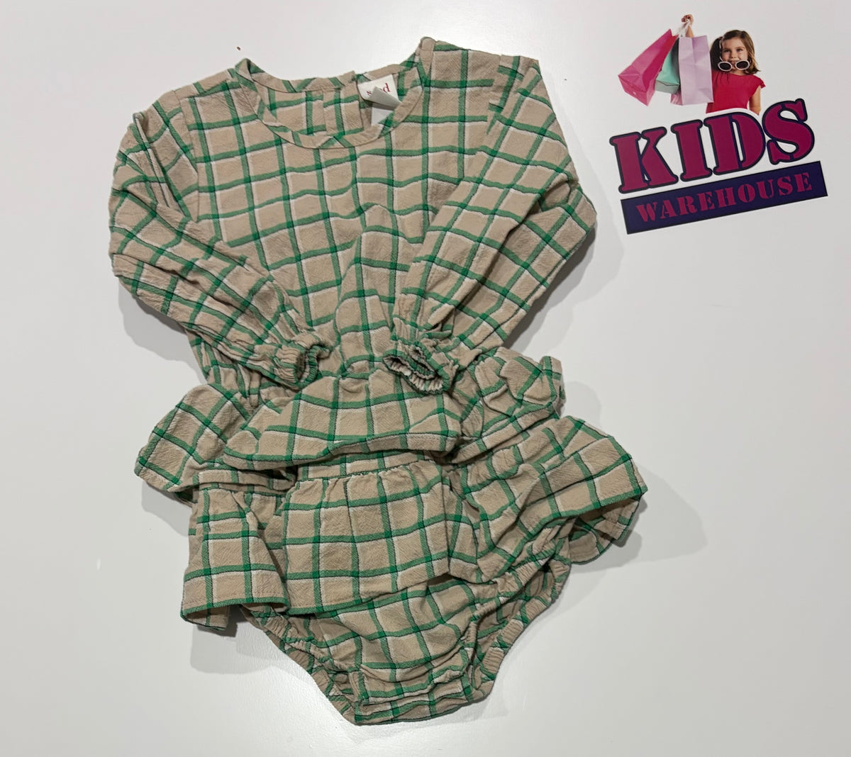 Seed Heritage Brown, Green Plaid Skirted Bodysuit Size 2