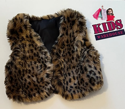 Fluffy Leopard Print Vest Size 2