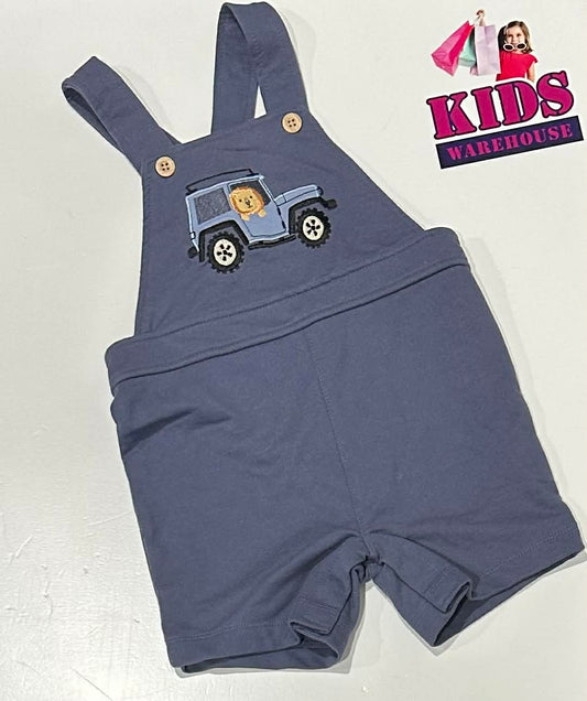 Pekkle Blue Overalls With Car Print Size 0