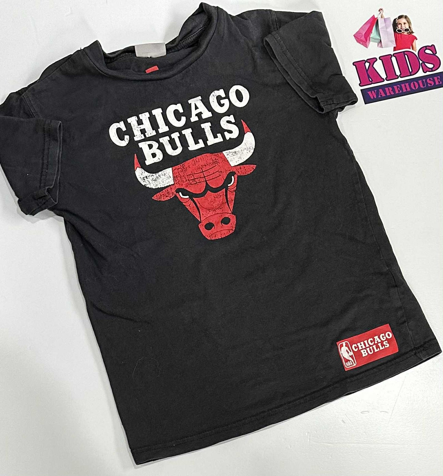 Cotton On NBA Black Chicago Bulls Print Top Size 7