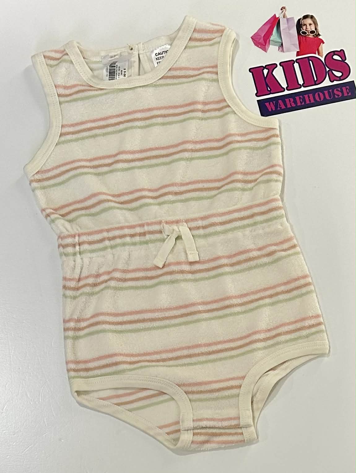 Bebe White Bodysuit With Pink & Green Stripes Size 1