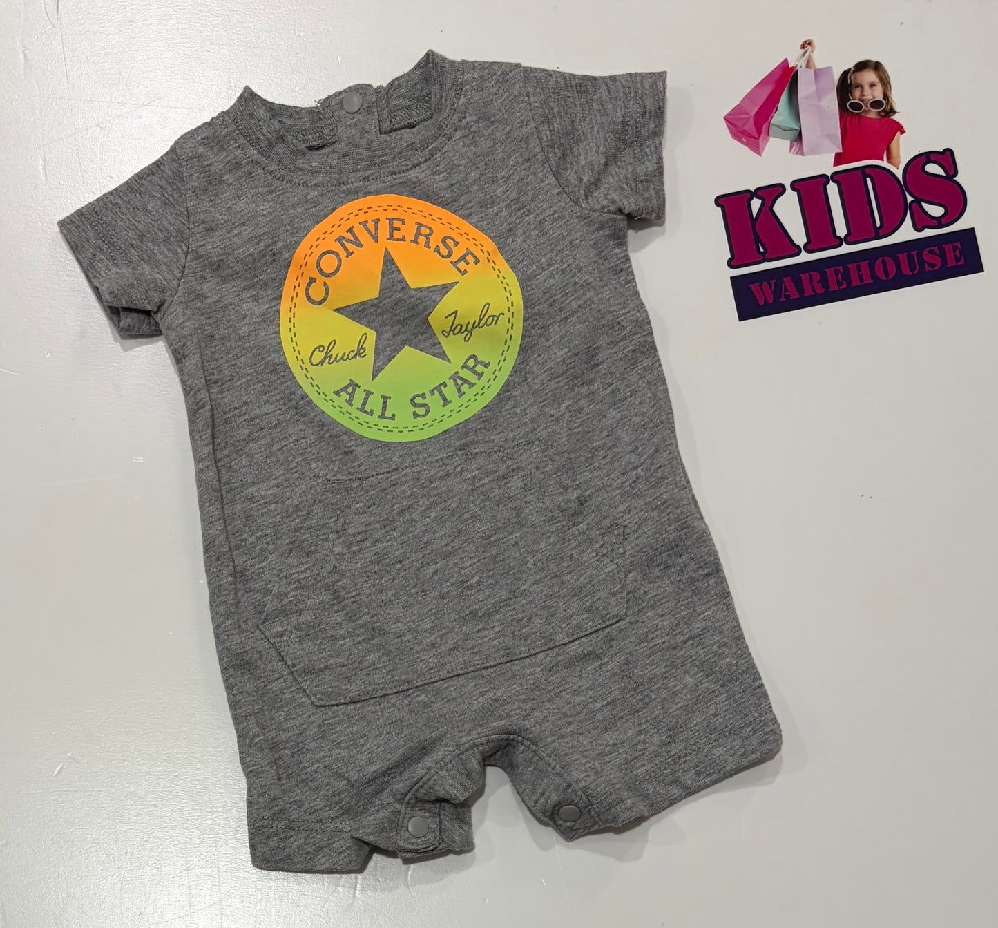 Converse Grey, Orange, Green Print Jumpsuit Size 000