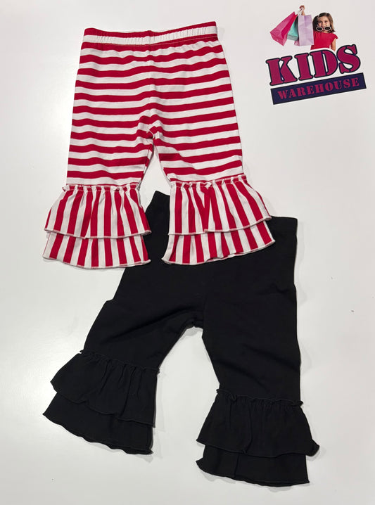 Baby White, Red Stripe & Black Flared Pants 2 Piece Set Size 1