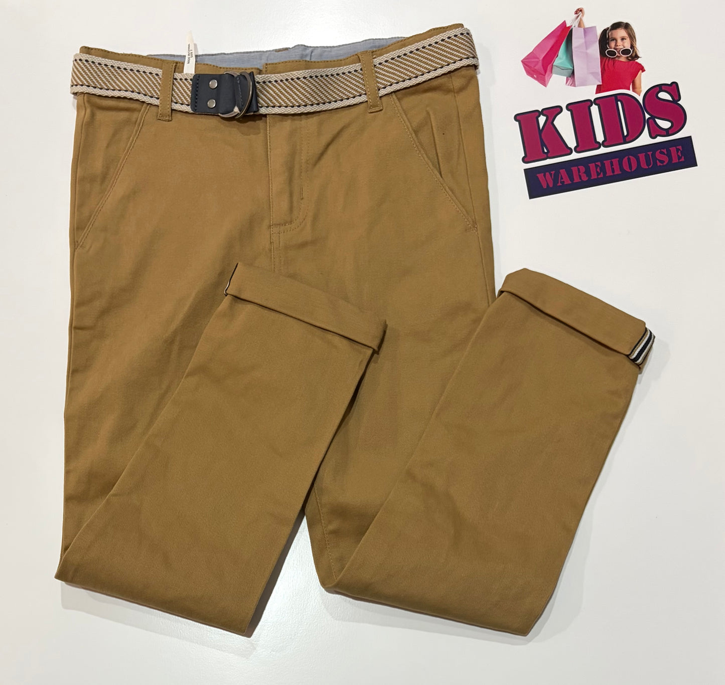 K-D Tan Pants & Belt Size 7