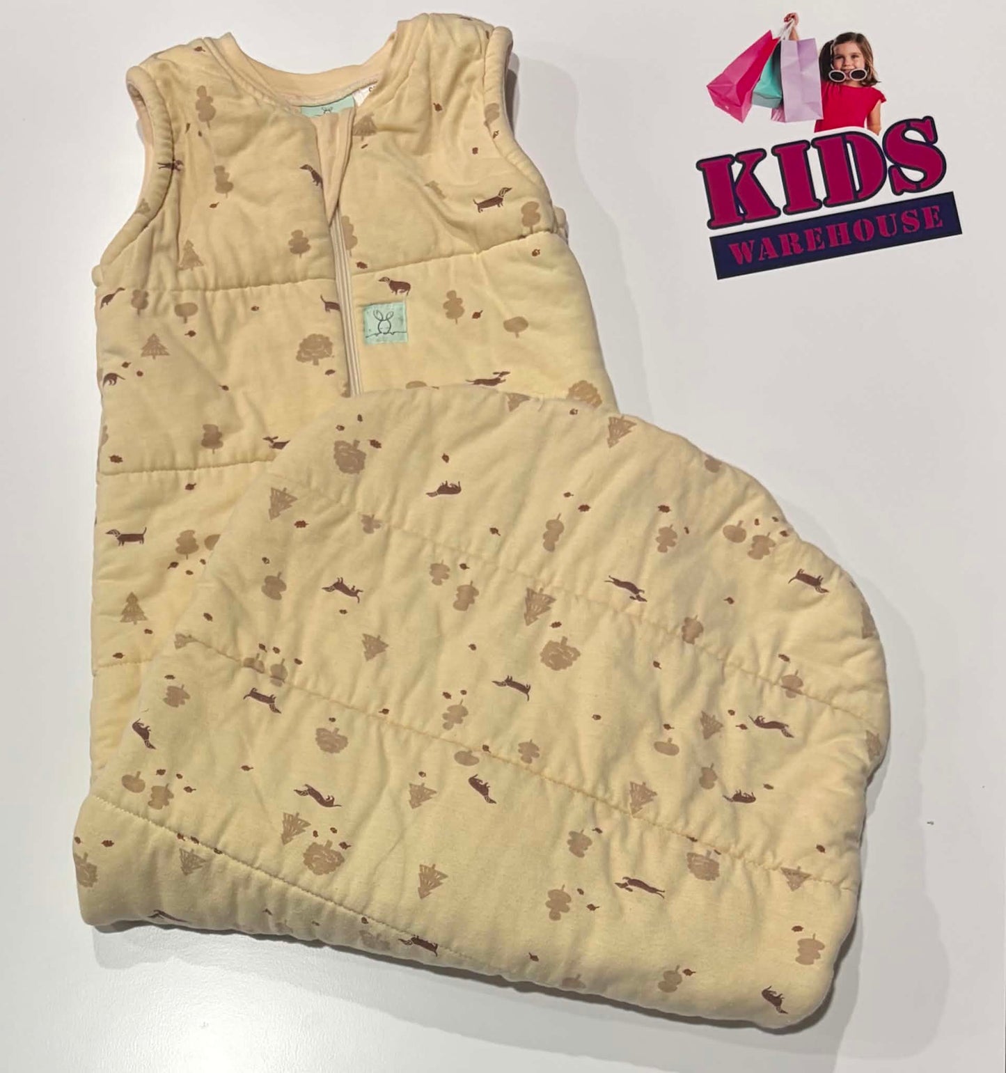 Ergo Pouch Australia Cream, Brown Dog & Tree Print Size 00-2 (8-14kgs) TOG 2.5