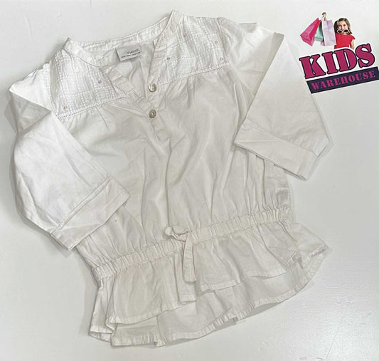 Next White Long Sleeve Top With Lose Bottom Size 5