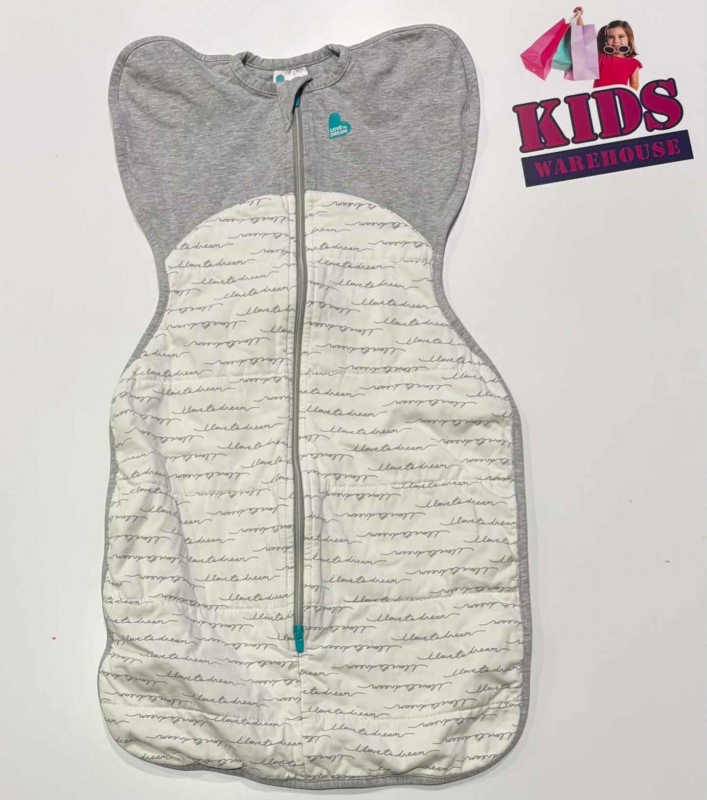 Love To Dream Swaddle Up Grey, White Size Medium (6-8.5kgs) TOG 2.5