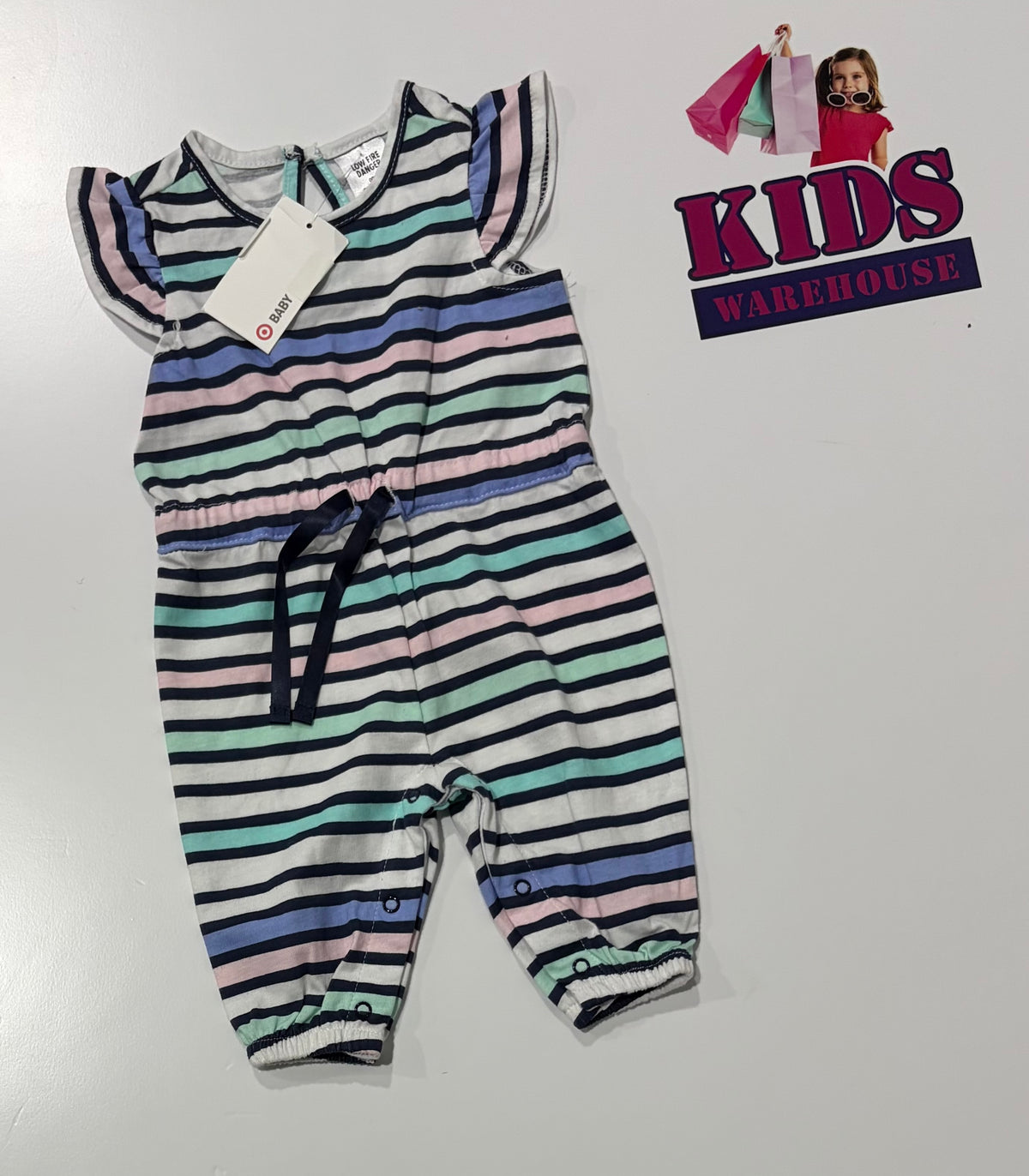 Not Used White, Blue, Pink Stripe Jumpsuit Size 000