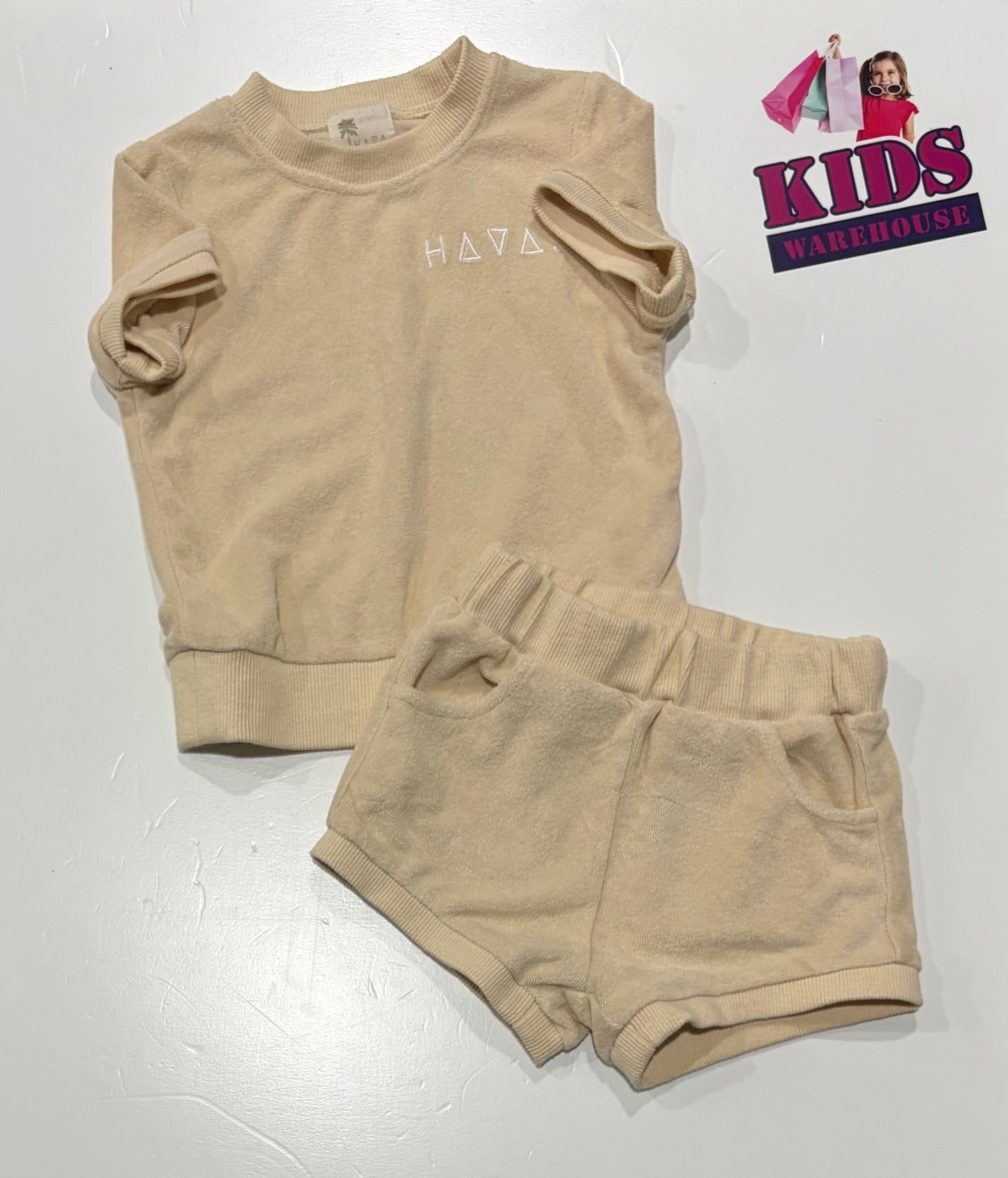 Hava Cream 2 Piece Pyjama Set Size 0