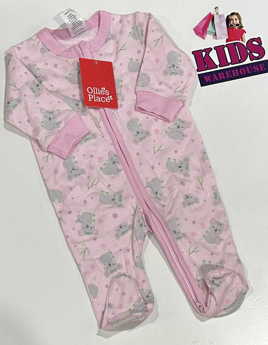 New Ollies Place Pink Jumpsuit With Grey Koala Pattern Size 0000