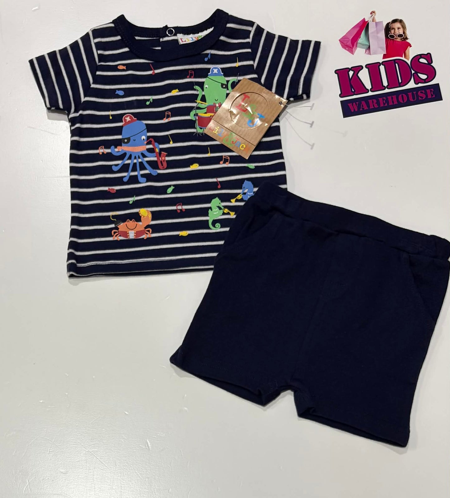 Lily & Jack Dark Blue & White 2 Piece Set Size 00