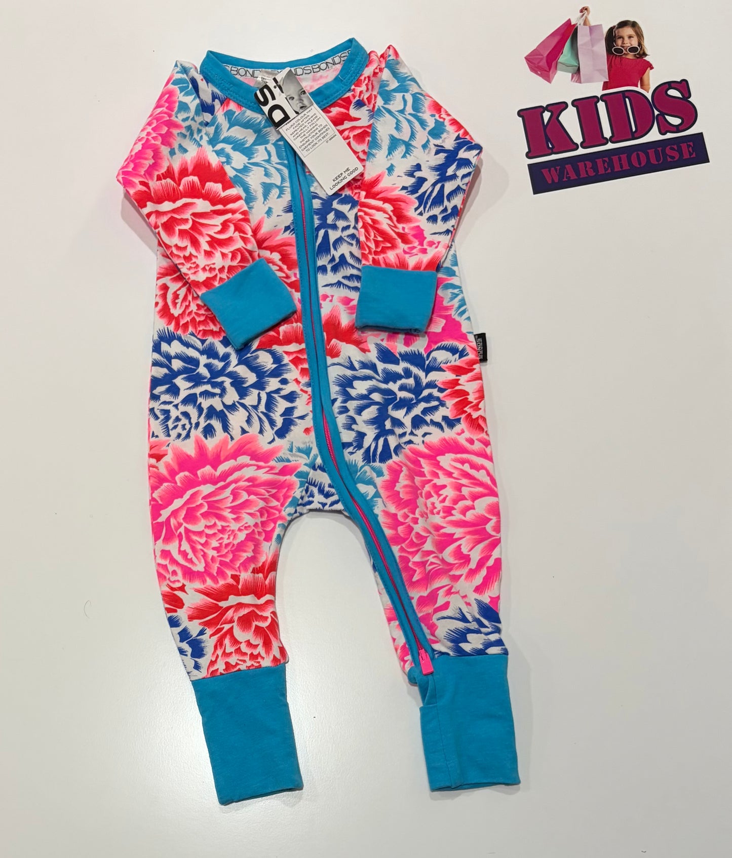 Not Used Bonds Blue, Pink, Red Floral Print Wondersuit Size 00