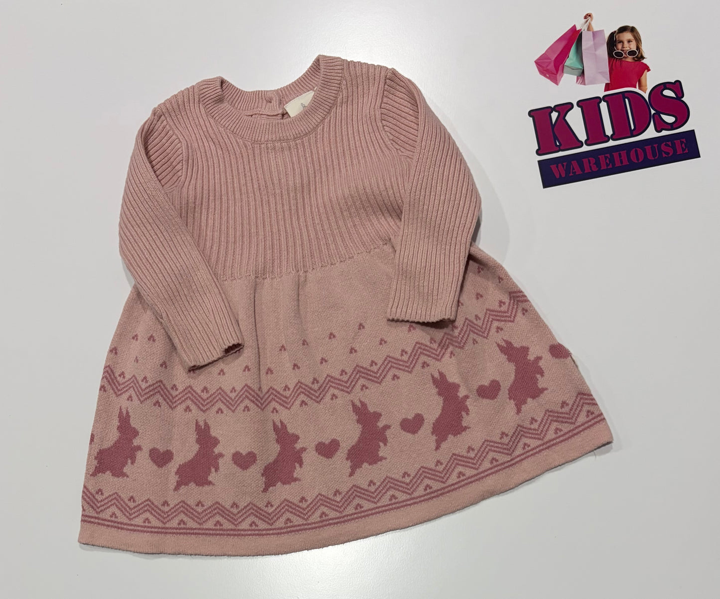 Peter Rabbit Pink, Bunny Print Knit Dress Size 0