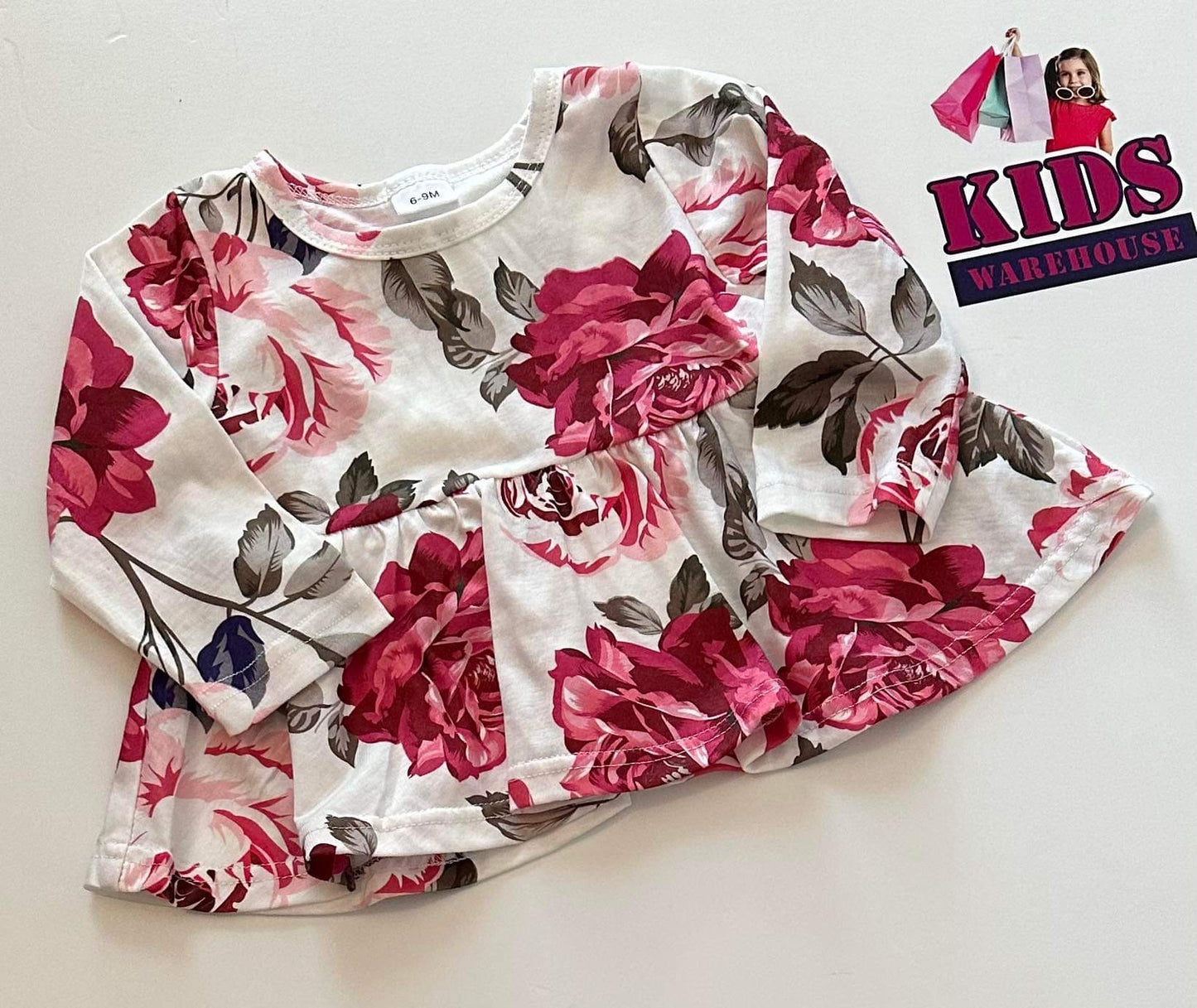 Pat Pat White & Pink Floral Flow Top Size 0