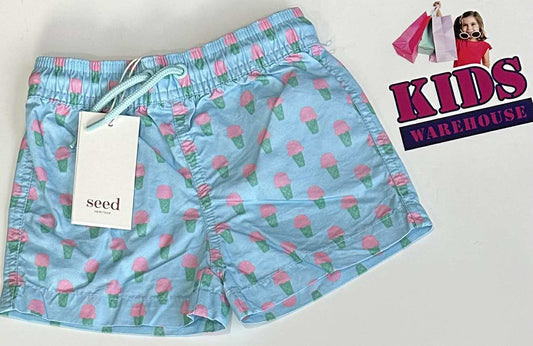 New Seed Heritage Blue Shorts With Ice cream Pattern Size 2