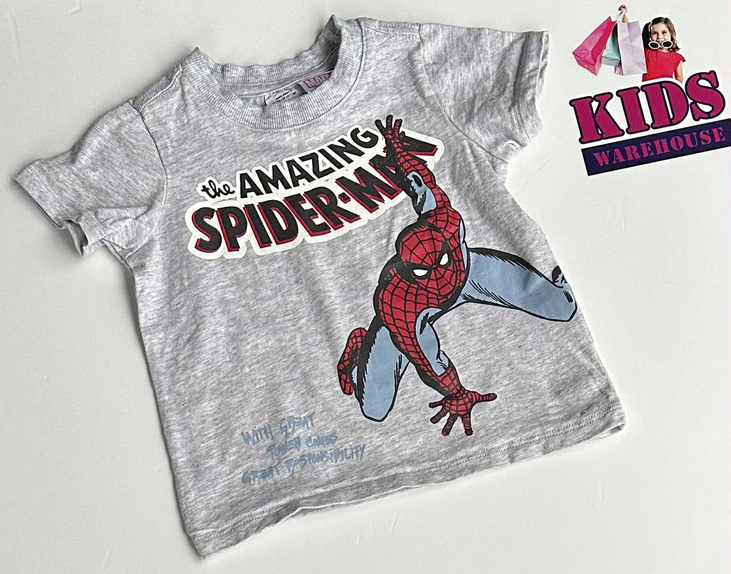 Cotton-On Baby Marvel The Amazing Spiderman Print Grey Top Size 0