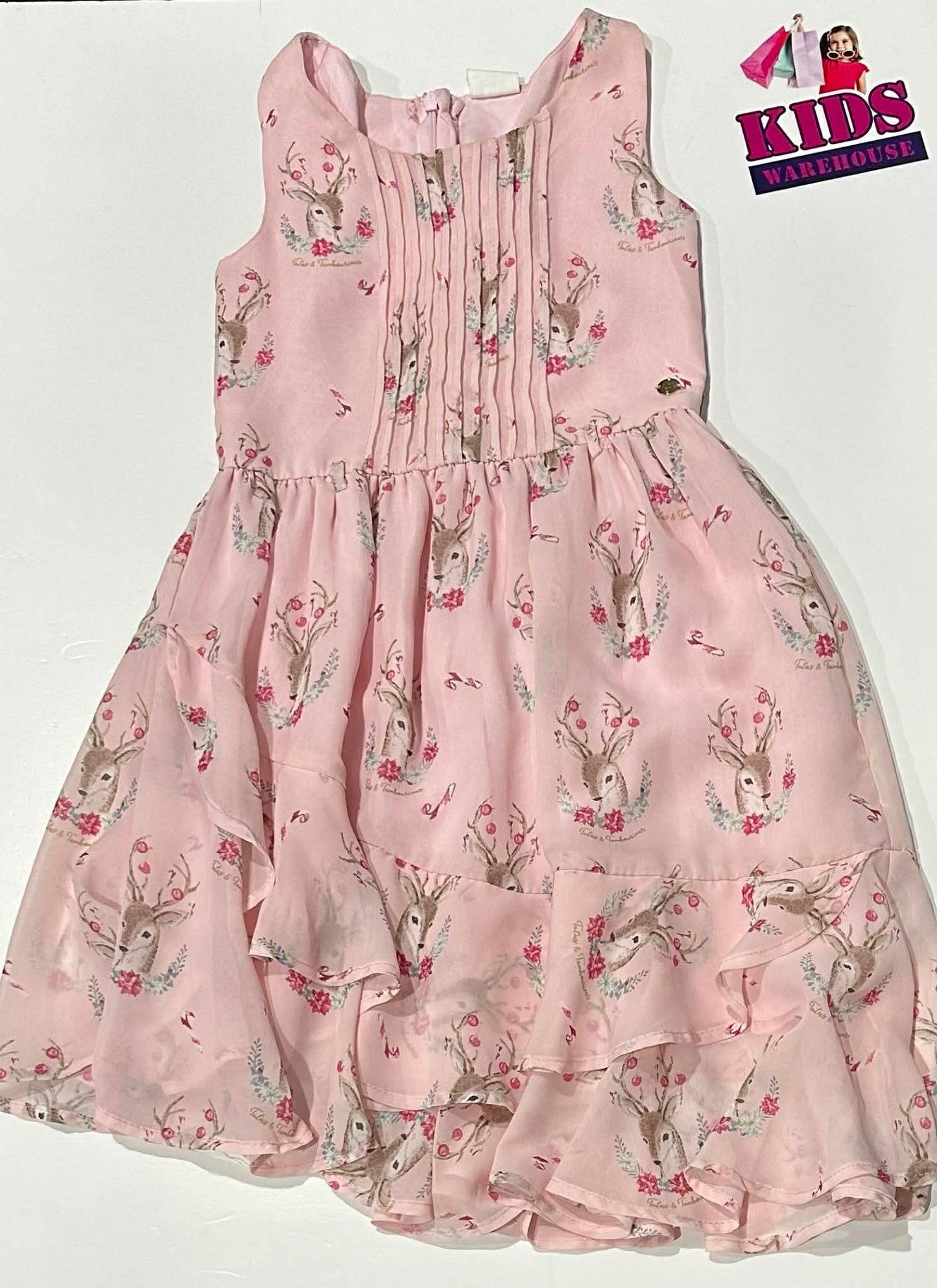 Tutus & Tambourines Pink Dress With Deer Pattern Size 7