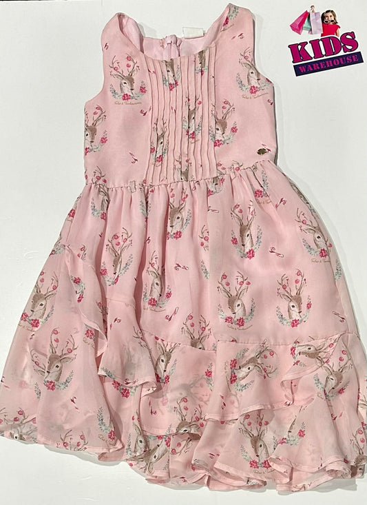 Tutus & Tambourines Pink Dress With Deer Pattern Size 7