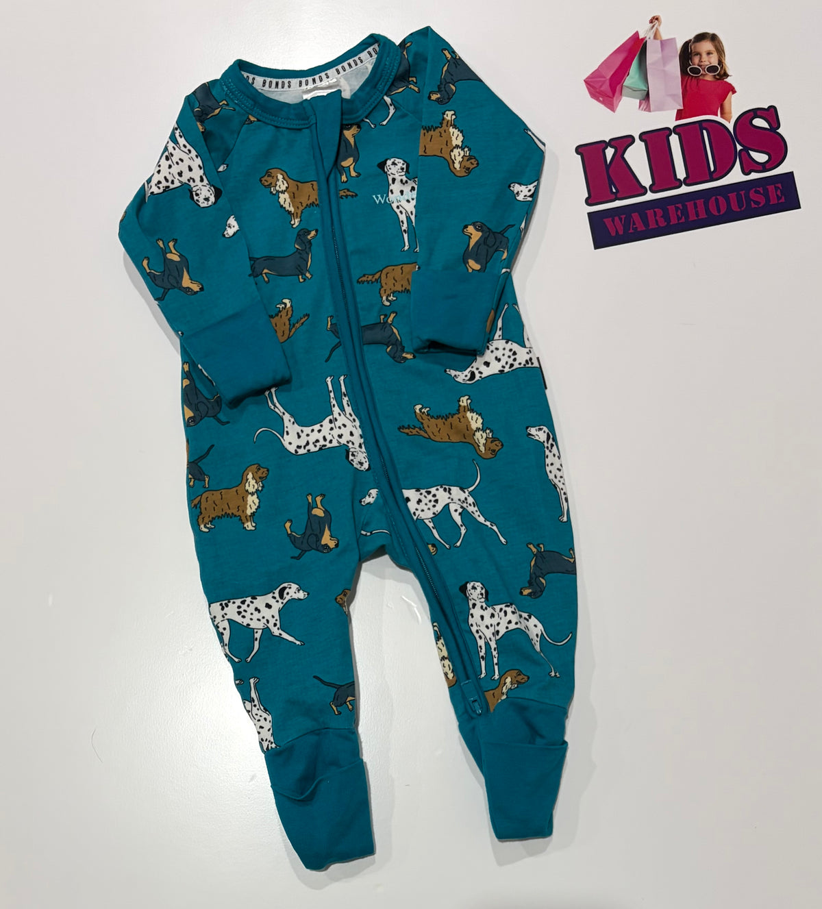 Bonds Blue, Dog Print Wondersuit Size 000