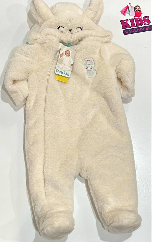 New Pekkle White Fluffy Jumpsuit Size 1