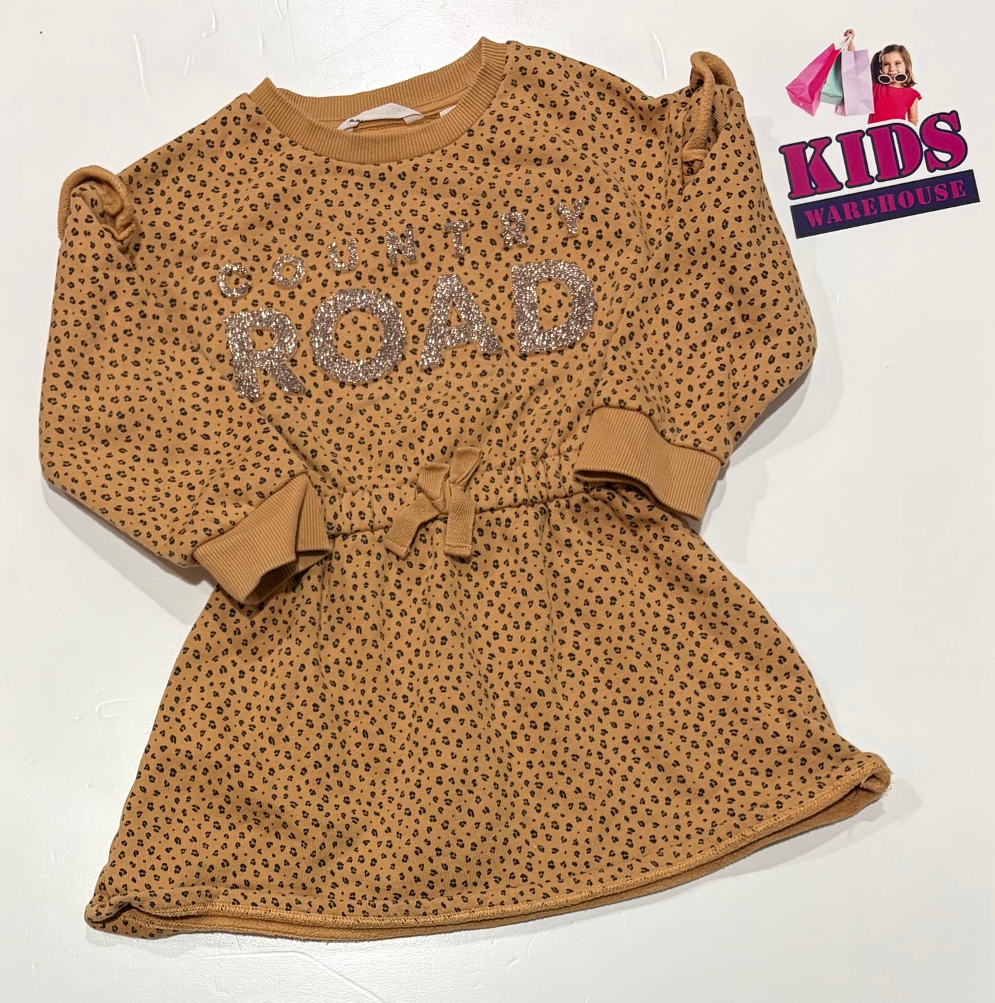 Country Road Brown, Leopard Print Long Sleeve Dress Size 2