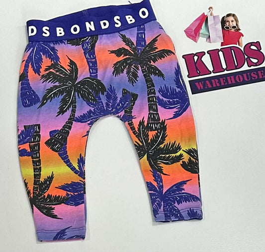 Bonds Purple Leggings With Black Palm Tree Pattern Size 000
