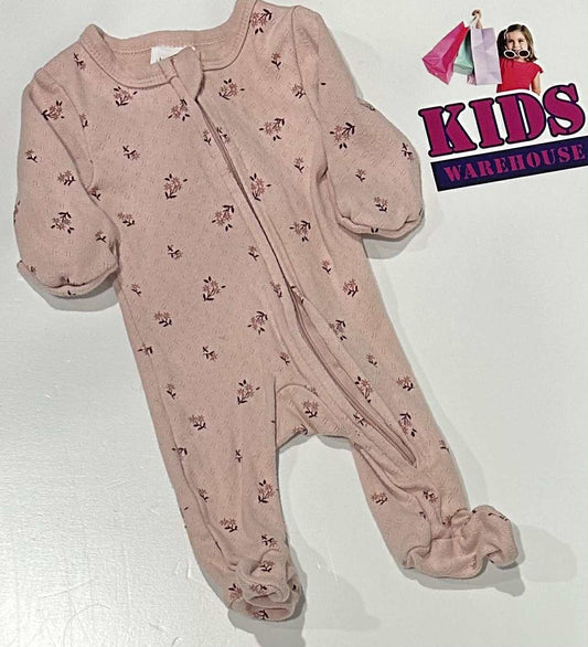 Baby Baby Pink Jumpsuit With Flower Pattern Size 00000
