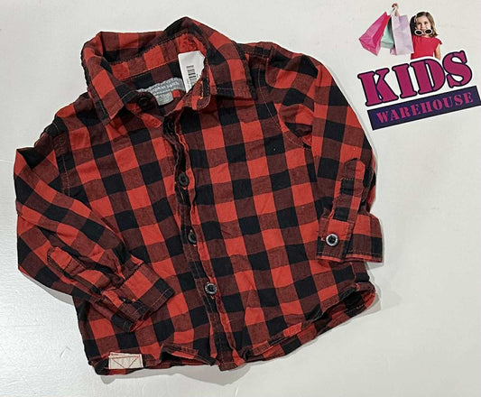 Pumpkin Patch Red & Black Long Sleeve Top Size 0