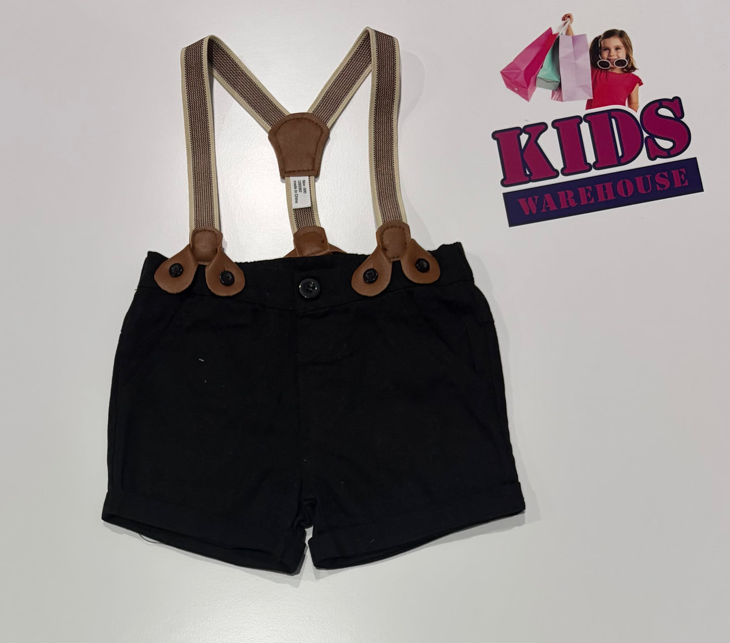 Baby Baby Black Shorts With Suspenders Size 000