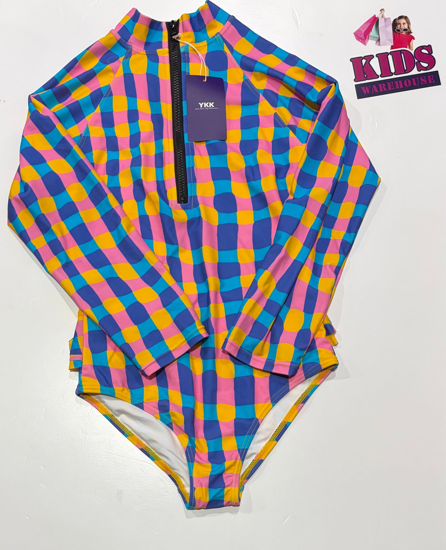 Not User Infamous Swim Yellow, Pink, Blue Bodysuit Swimsuit Size 12