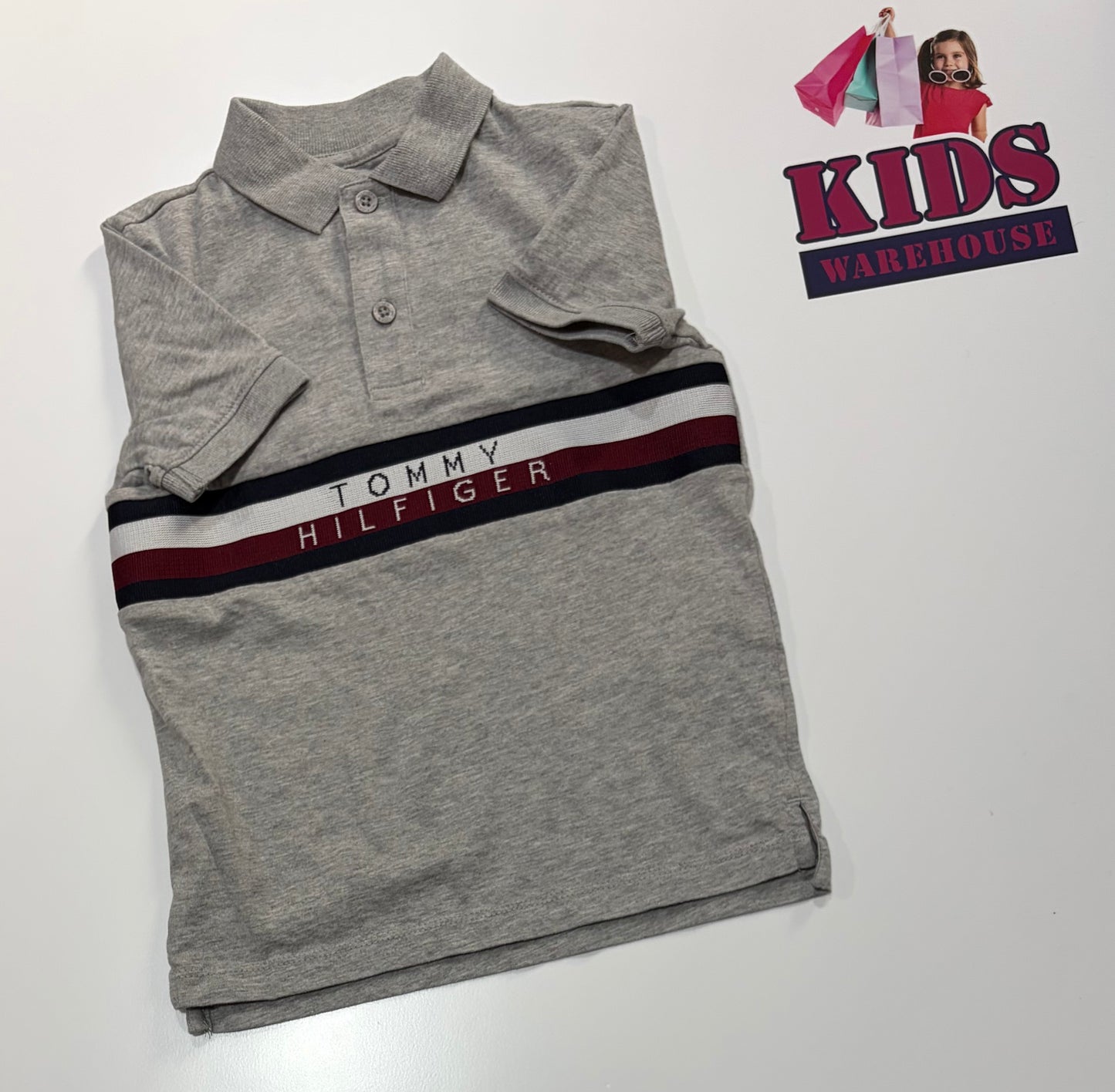 Tommy Hilfiger Grey, Logo Print Top Size 5