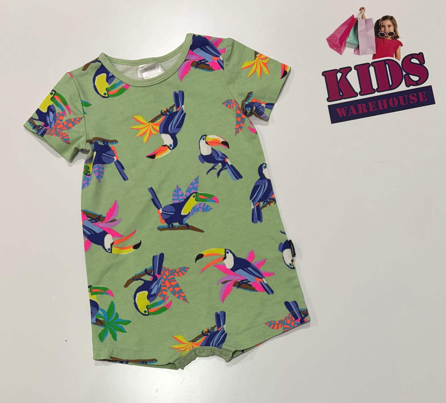 Bonds Green, Toucan Print Jumpsuit Size 0