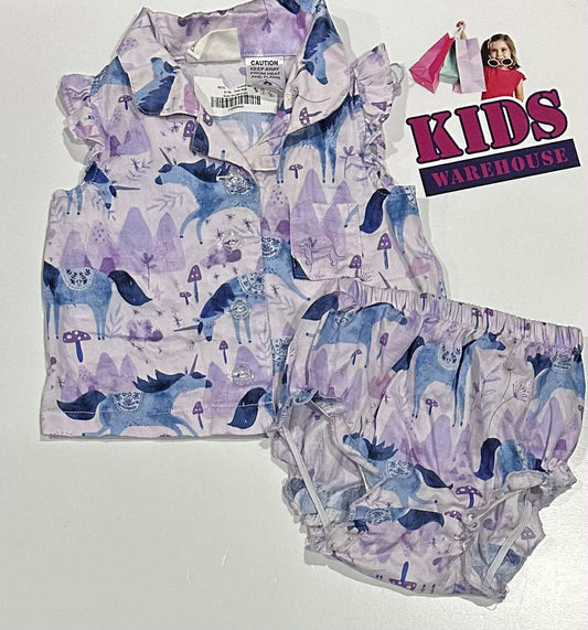 Peter Alexander Purple & Blue 2 Piece Set With Horse Pattern Size 000