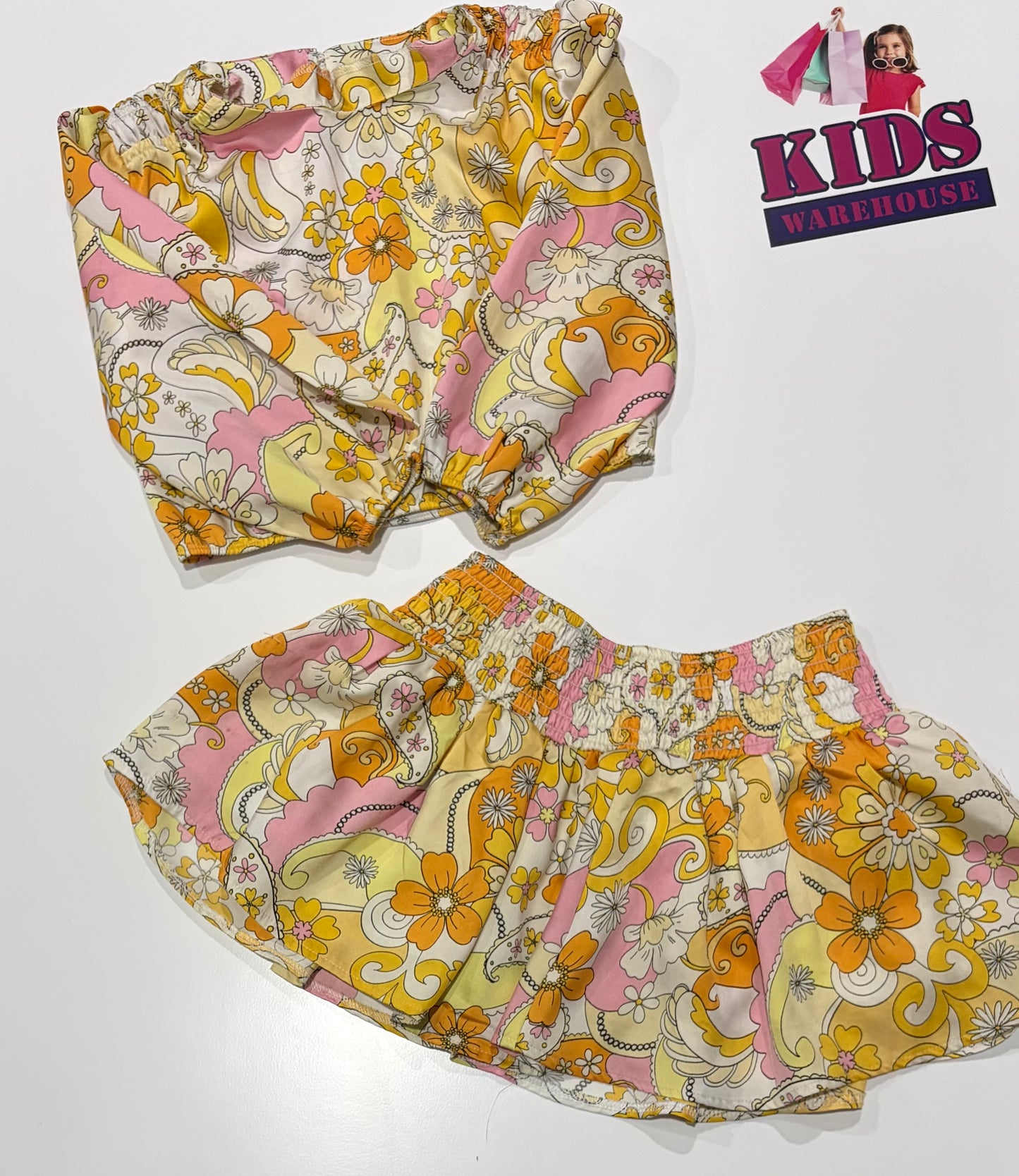 I Love Girls Wear Yellow, Floral Print 2 Piece Set Size 5