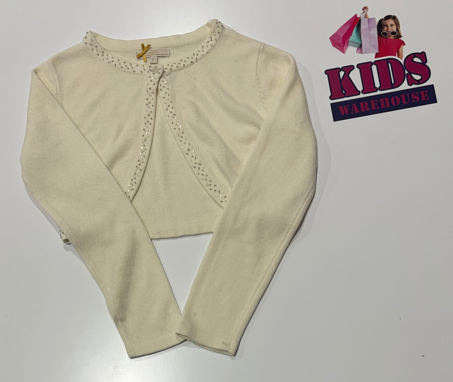 John Lewis Cream Cropped Cardigan Size 7