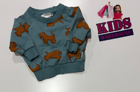 Bonds Blue, Brown Dog Print Sweater Size 000