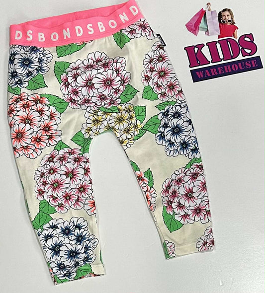 Bonds Cream & Pink Pants With Multicolored Flower Pattern Size 0