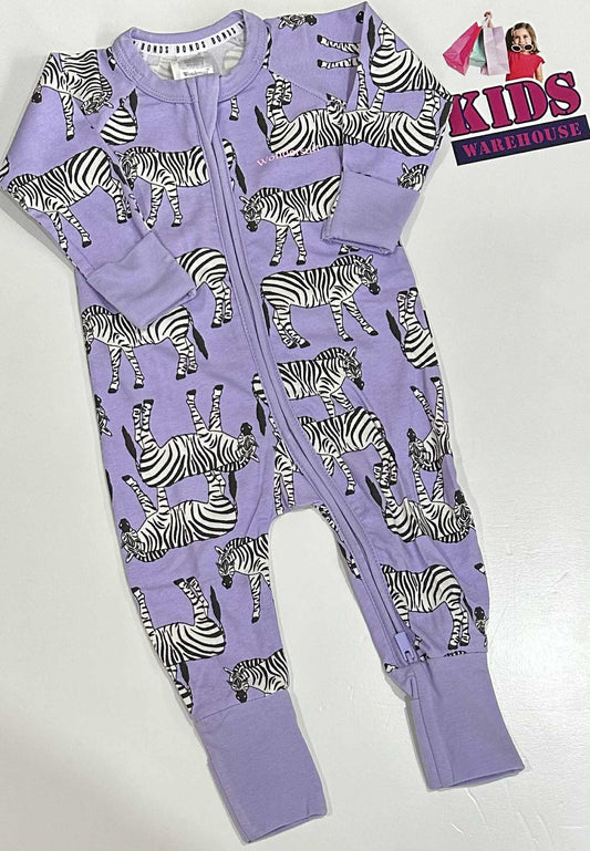 Bonds Purple Wondersuit With Zebra Pattern Size 00o
