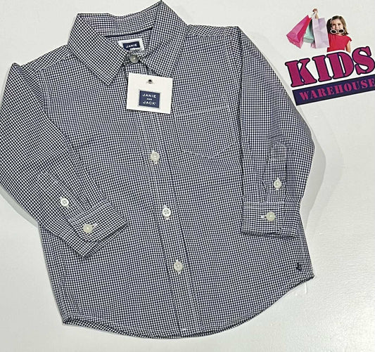 New Janie & Jack Blue & White Long Sleeve Shirt Size 0