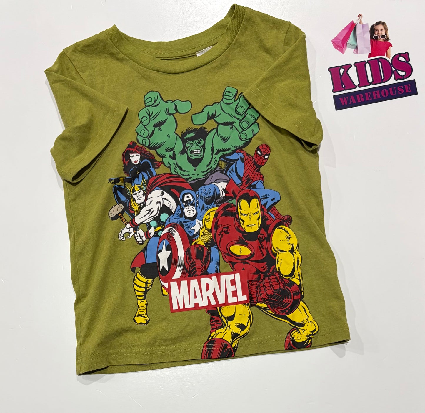 Marvel Green, Characters Print Top Size 6