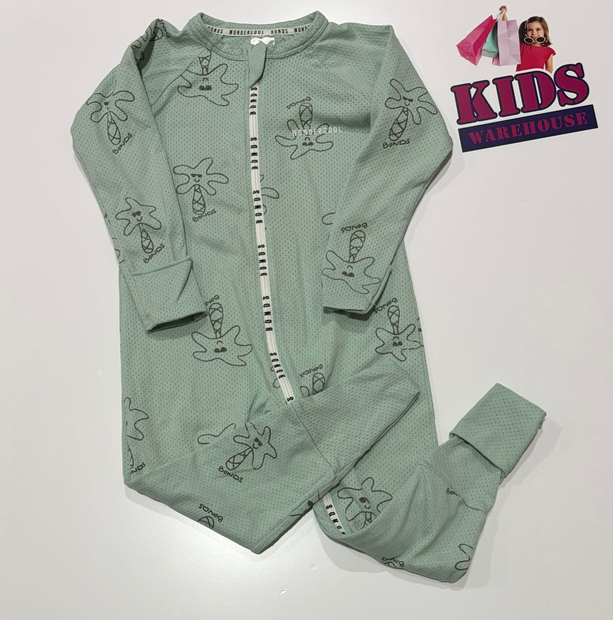 Bonds Green, Black Palm Tree Print Wondercool Size 2