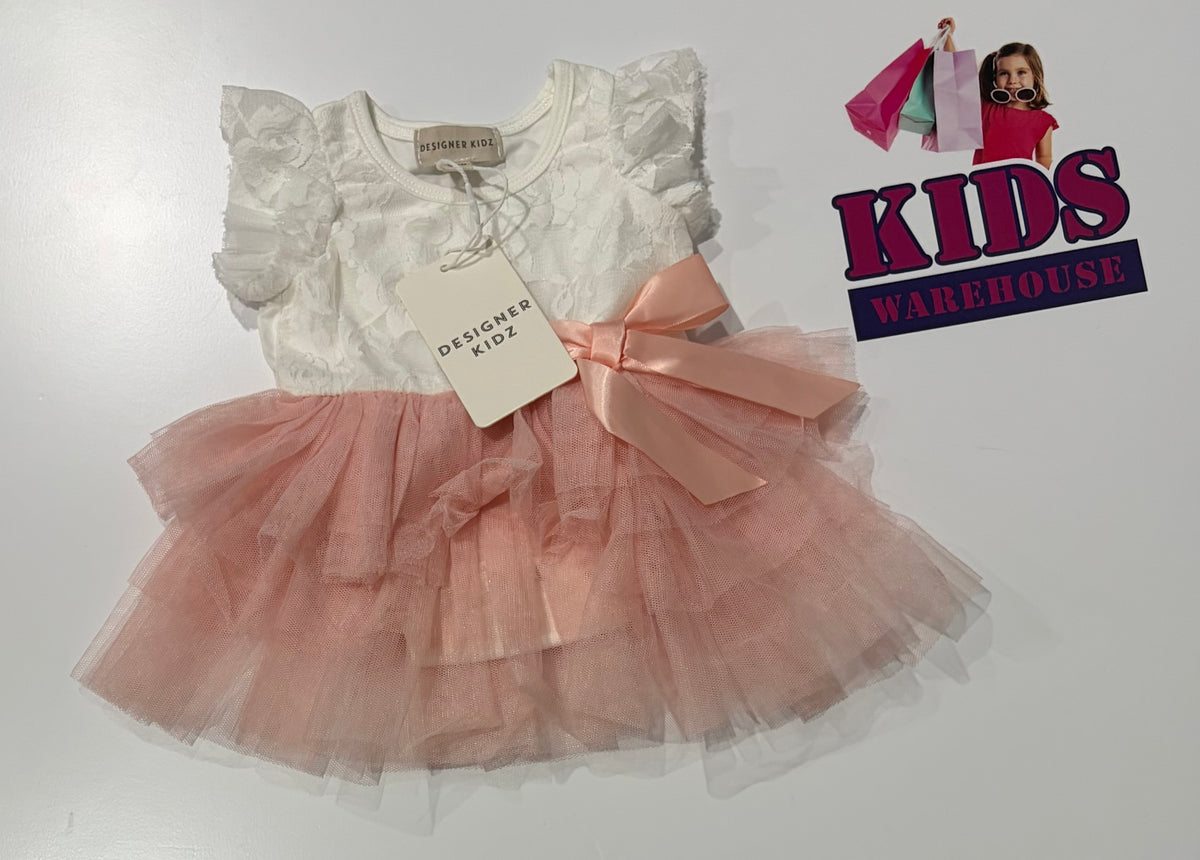 Designer Kidz White, Pink Dress Size 000