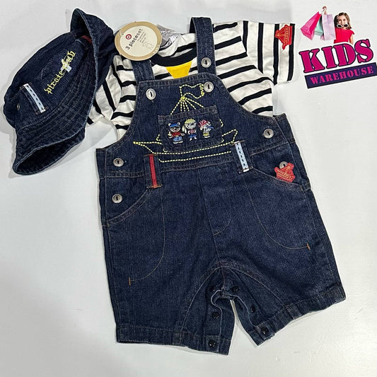 Target Jean Overalls With Hat & White Top Size 000