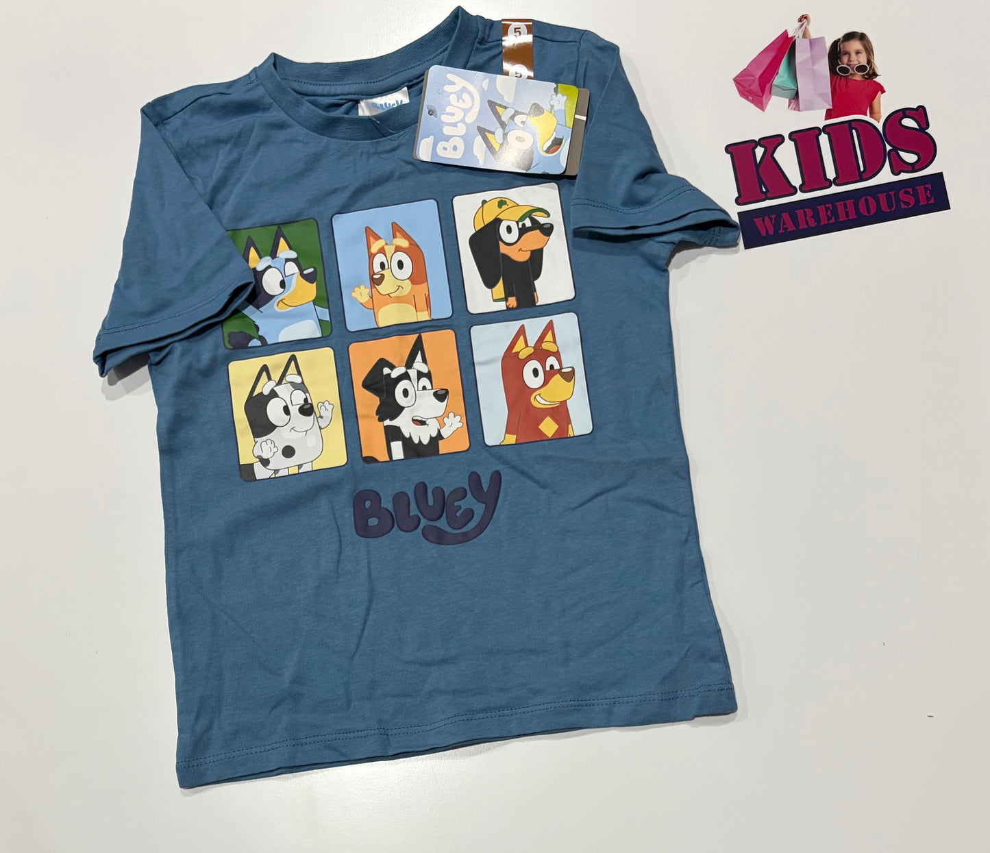 Not Used Bluey Blue, Characters Print Top Size 5
