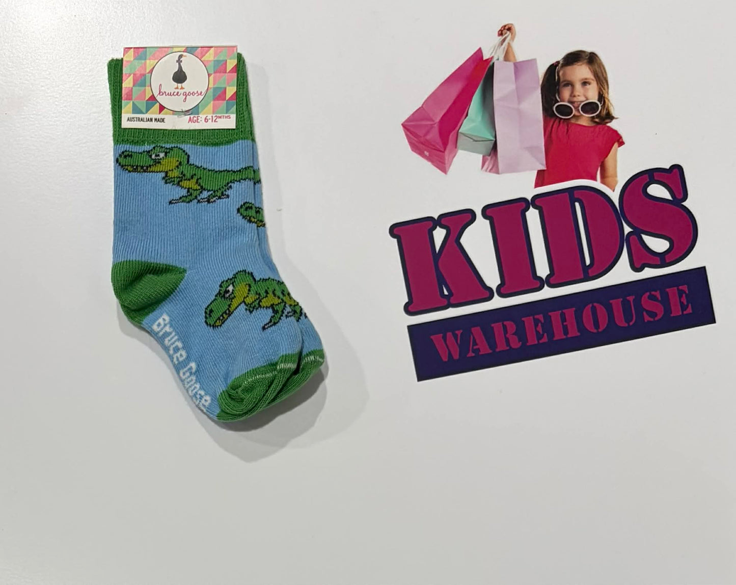 Not Used Bruce Goose Blue, Green, Dinosaur Print Socks Size 6-12 Months