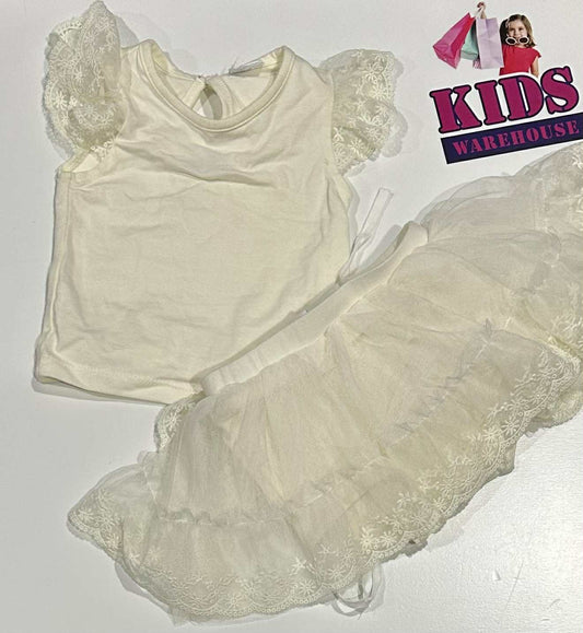 Baby Baby White 2 Piece Top & Tutu Set Size 00