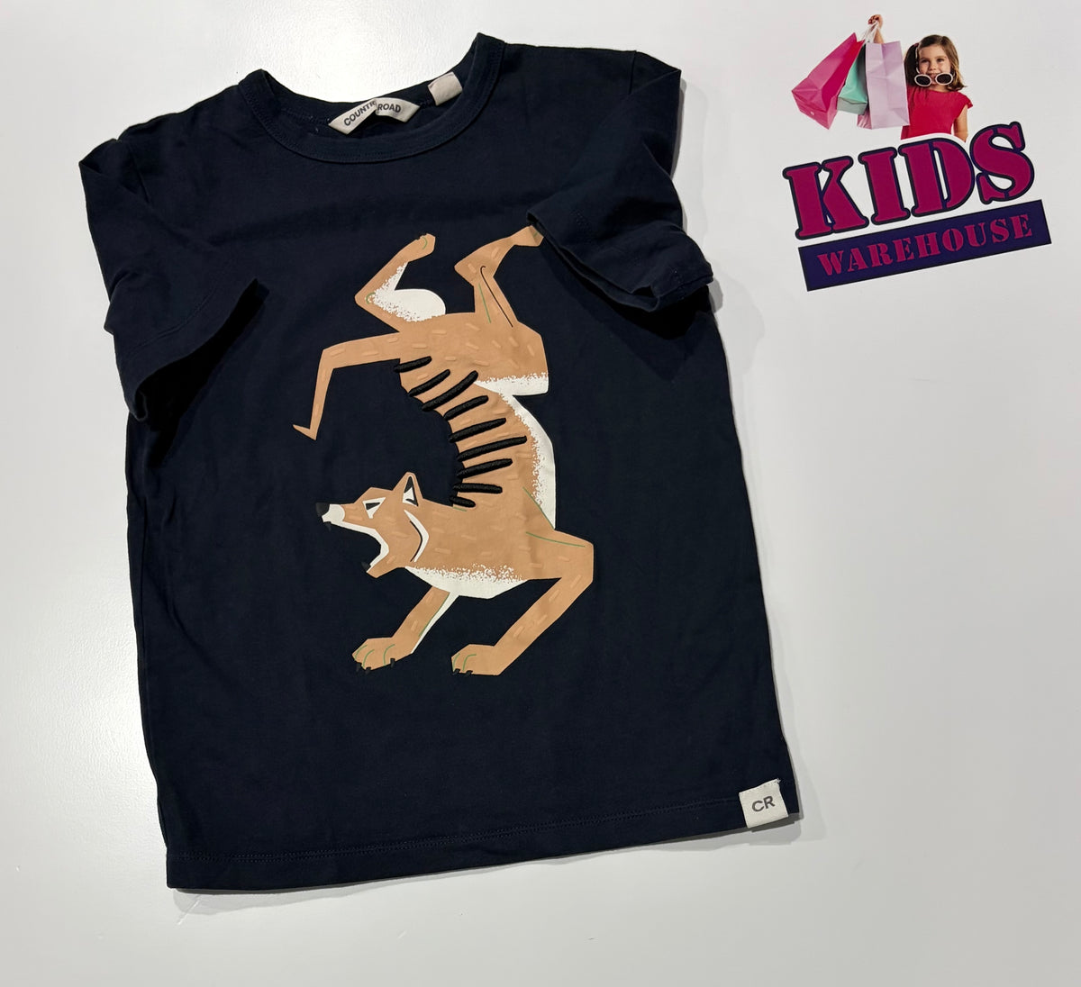 Country Road Navy, Tasmanian Devil Print Top Size 5