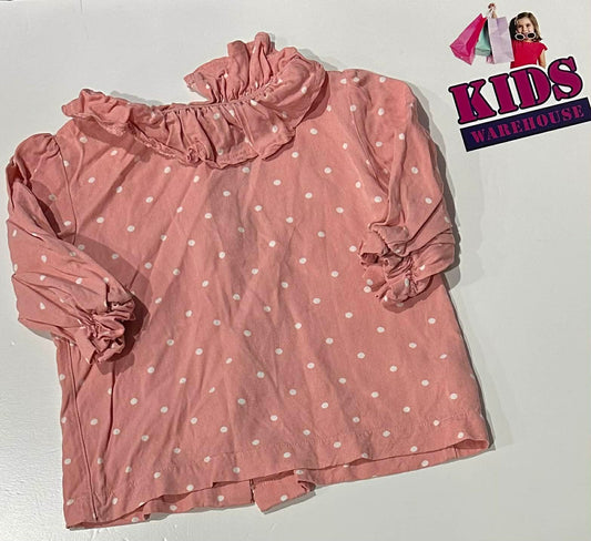 David Jones Pink Top With White Dot Pattern Size 3