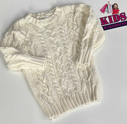 Miann & Co White Knit Jumper Size 4