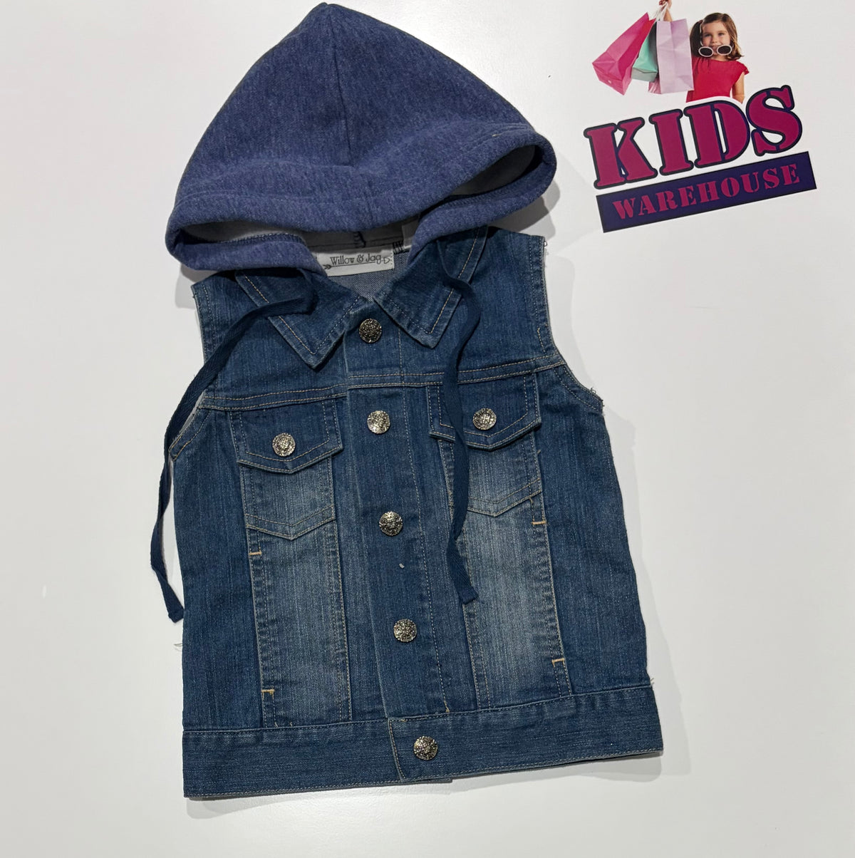 Willow & Jag Hooded Denim Vest Size 2